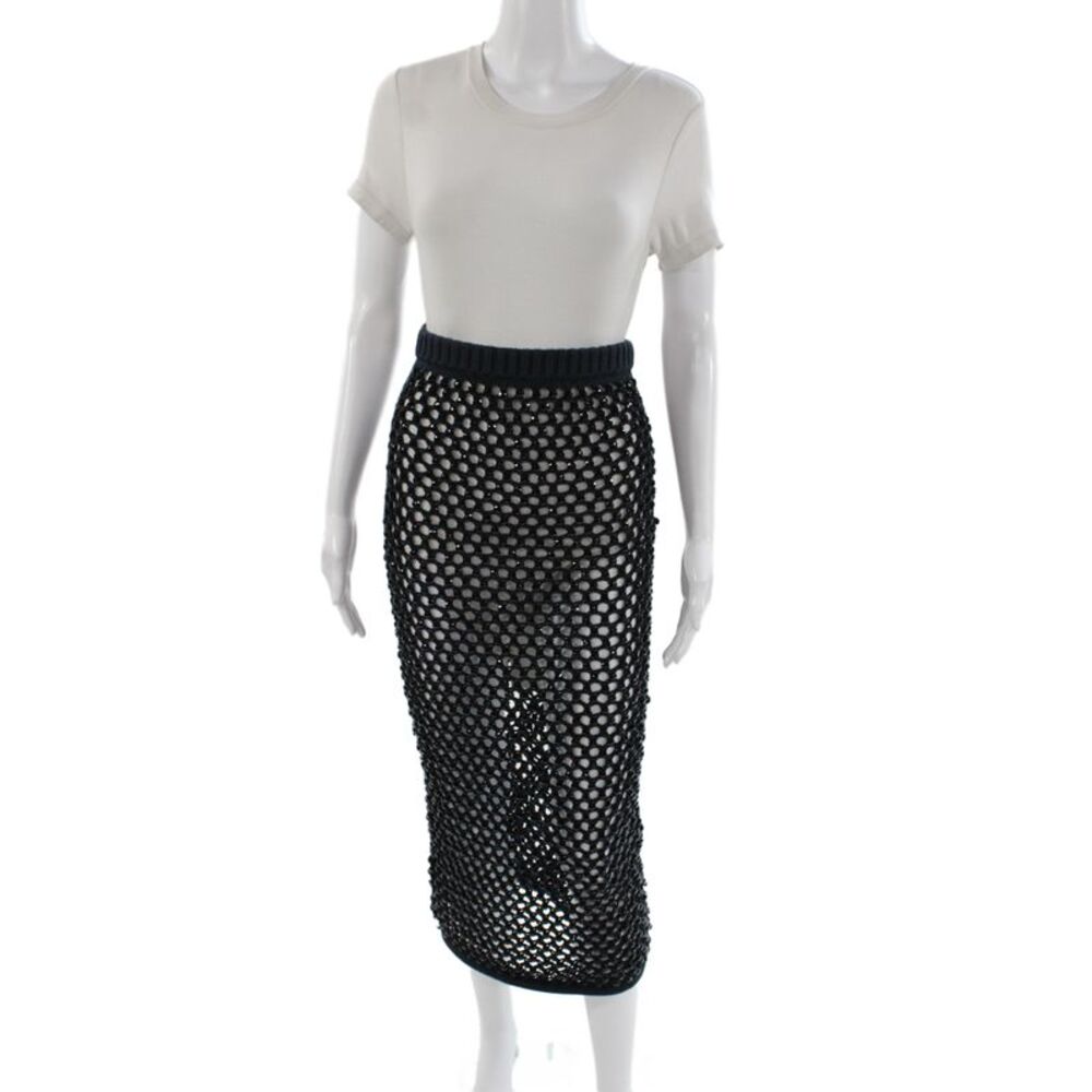 Diotima Womens Straight Pencil Midi Skirt Black Pull On Size 1